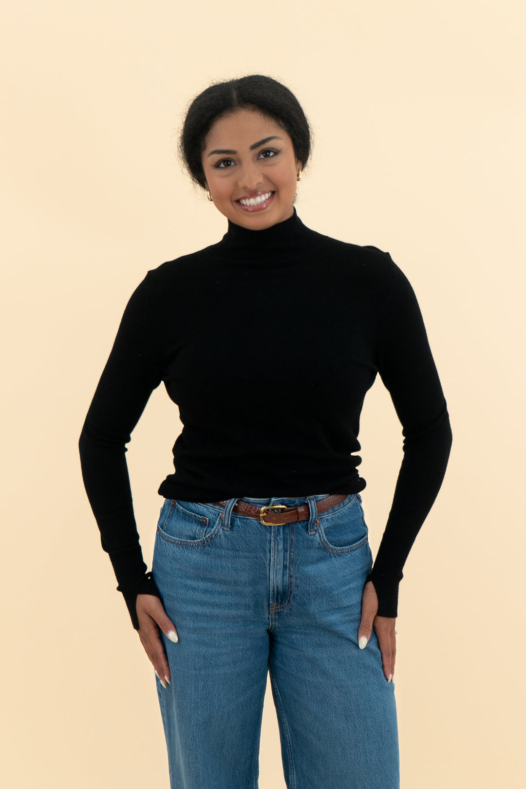 ZARA BLACK STRETCH RIBBED TURTLENECK SWEATER BLOUSE (m; retail $69.90)