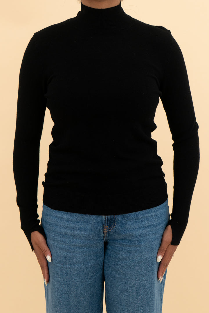 ZARA BLACK STRETCH RIBBED TURTLENECK SWEATER BLOUSE (m; retail $69.90)