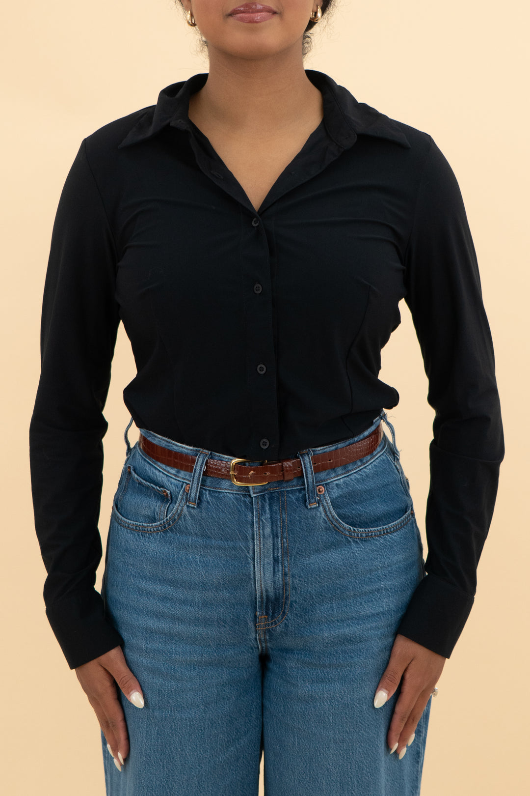 commando black button up bodysuit (m; retail $238)