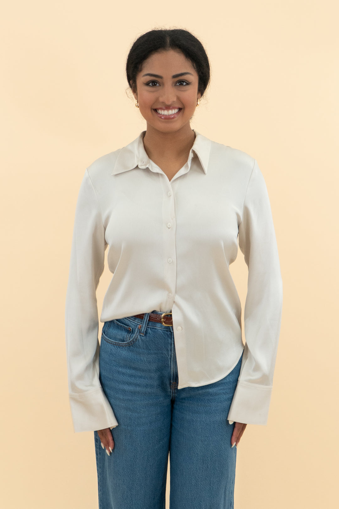 babaton ivory silk top (m)