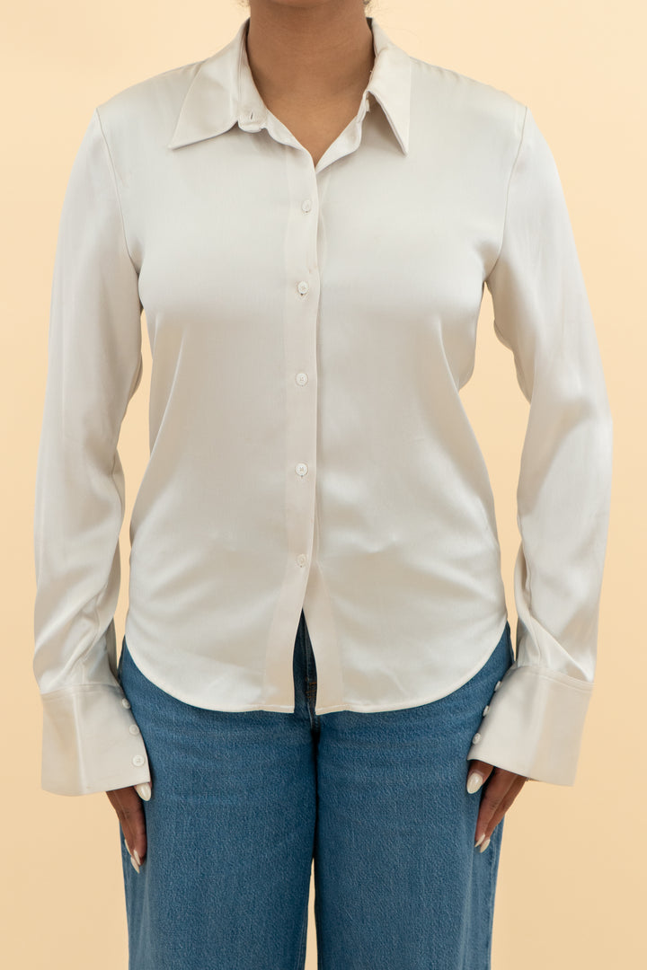 babaton ivory silk top (m)