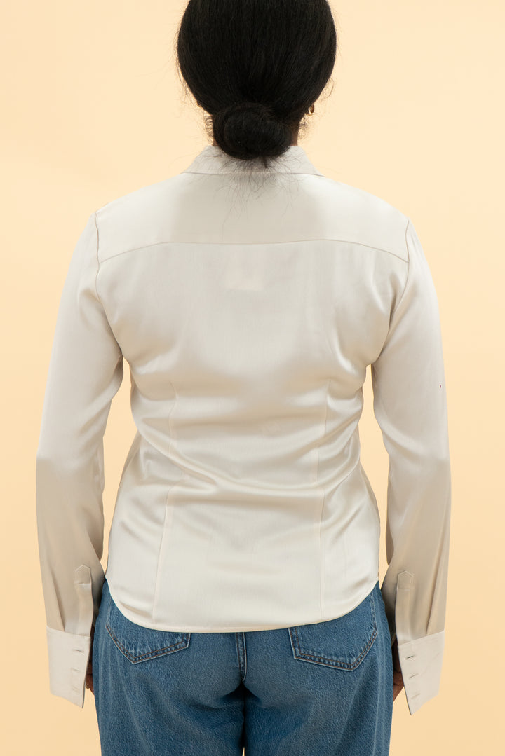 babaton ivory silk top (m)