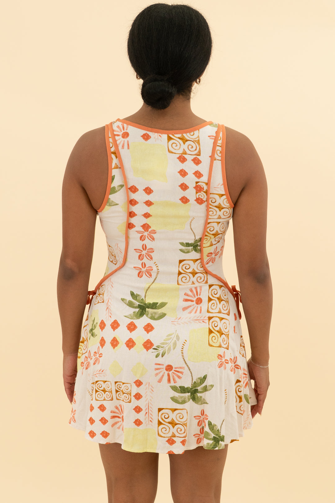 illa illa tropical dress rust orange trim (m; retail $78.99)
