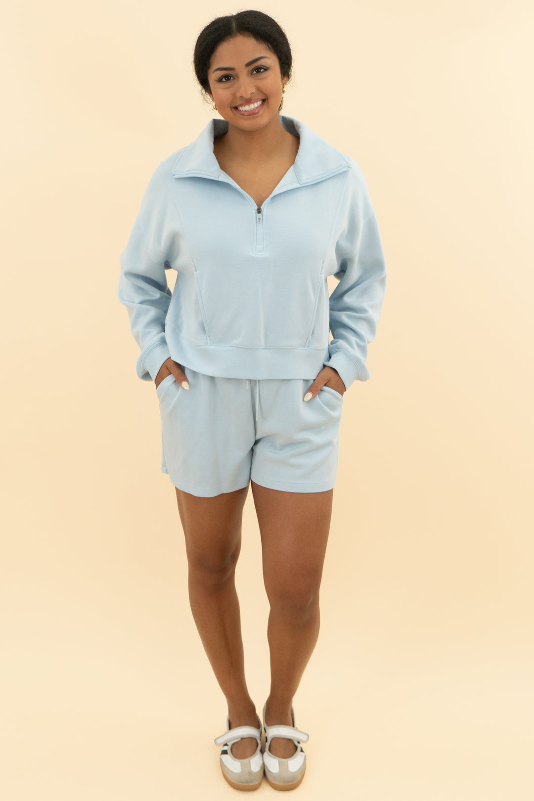 nuuds powder blue sweat shorts (s; retail $68)