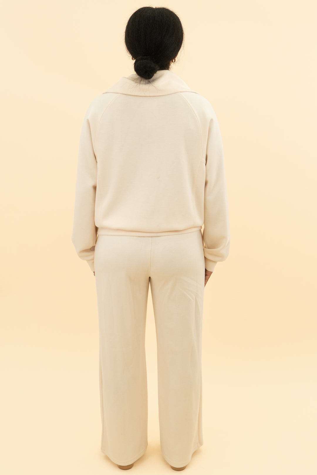 anrabess cream quarter zip and pant set (m; retail $130)