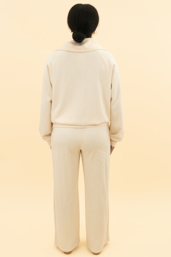 anrabess cream quarter zip and pant set (m; retail $130)