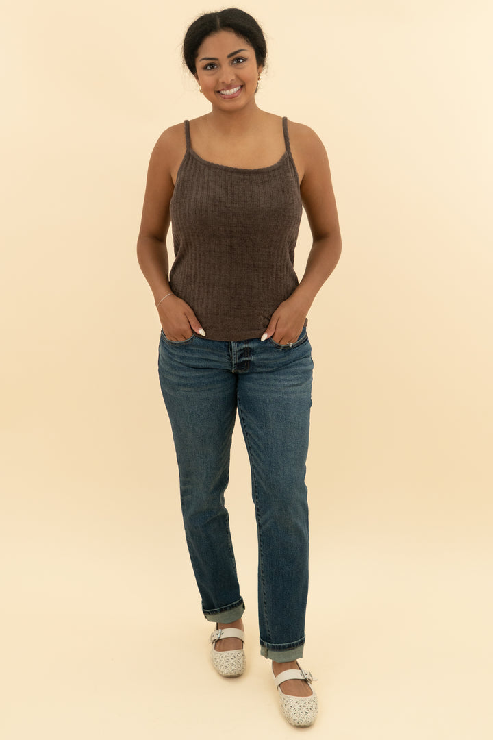 barefoot dreams ultra lite tank mocha (m; retail $88)