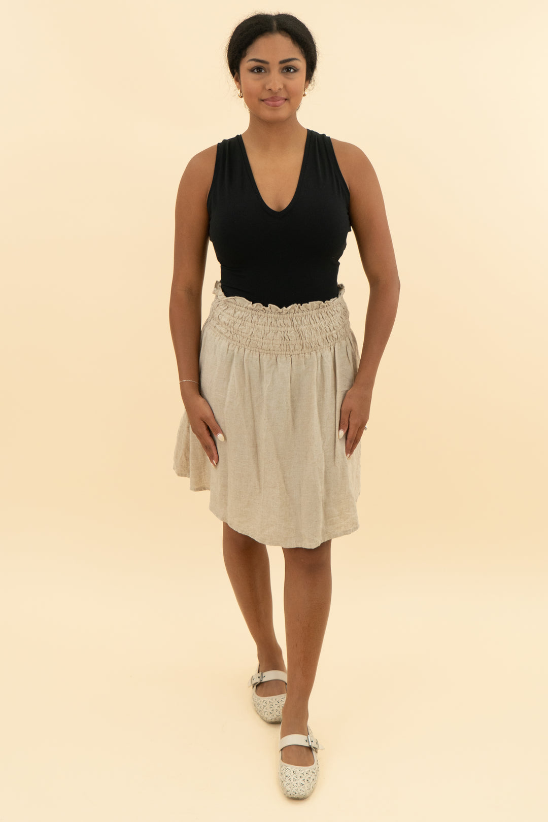 anthropologie tan skirt (m)