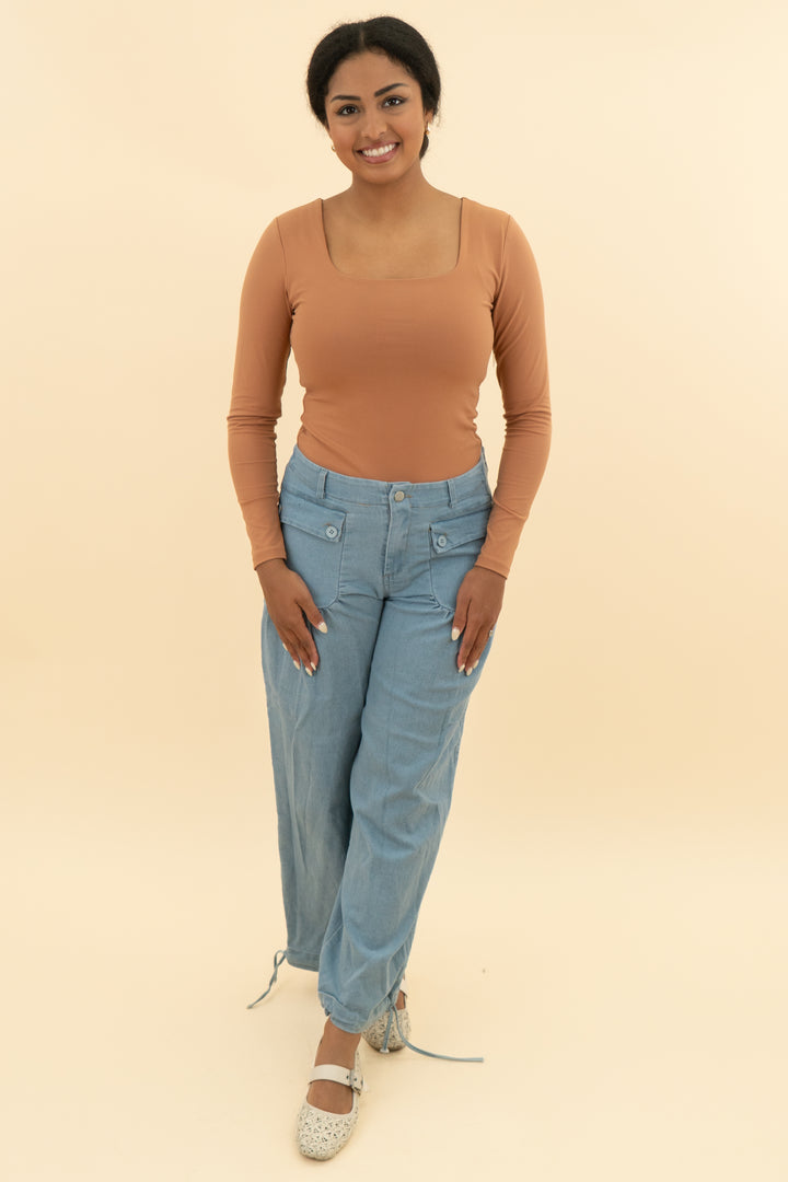 Pwest high waisted chambray pant (m; $58.60)