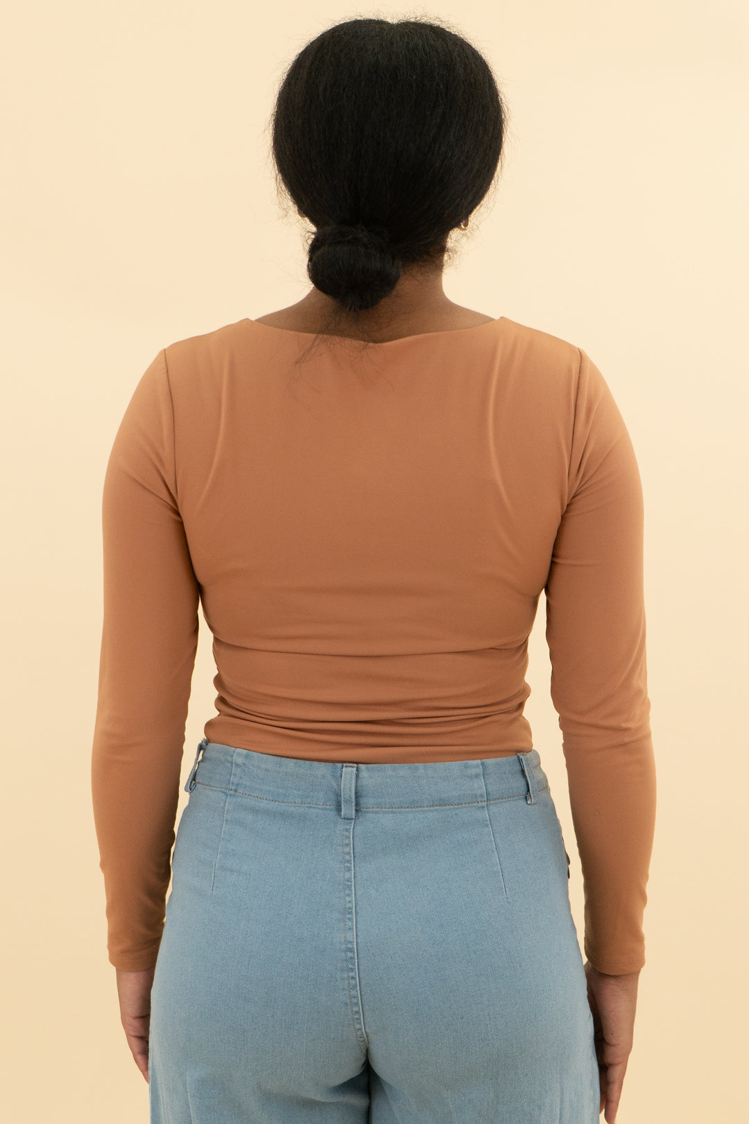 nuuds tan long sleeve bodysuit (m; retail $68)