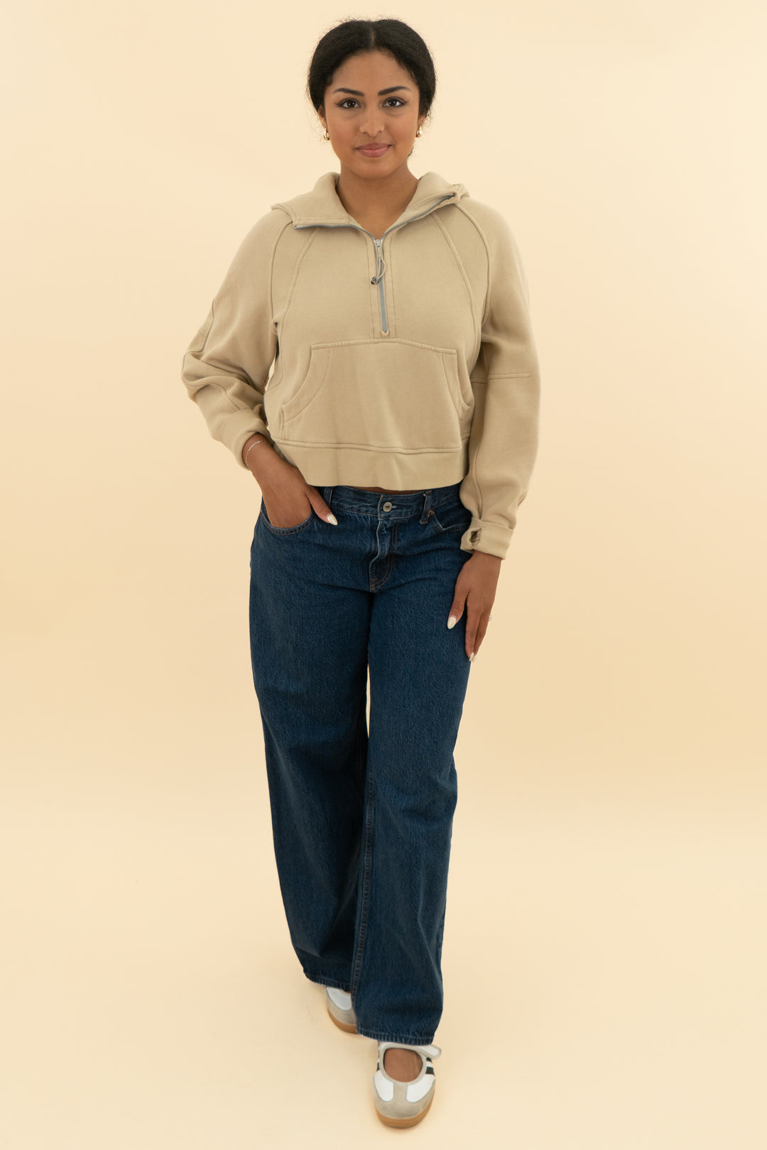 lululemon Scuba Oversized Half-Zip Hoodie light brown (m/l; retail $128)