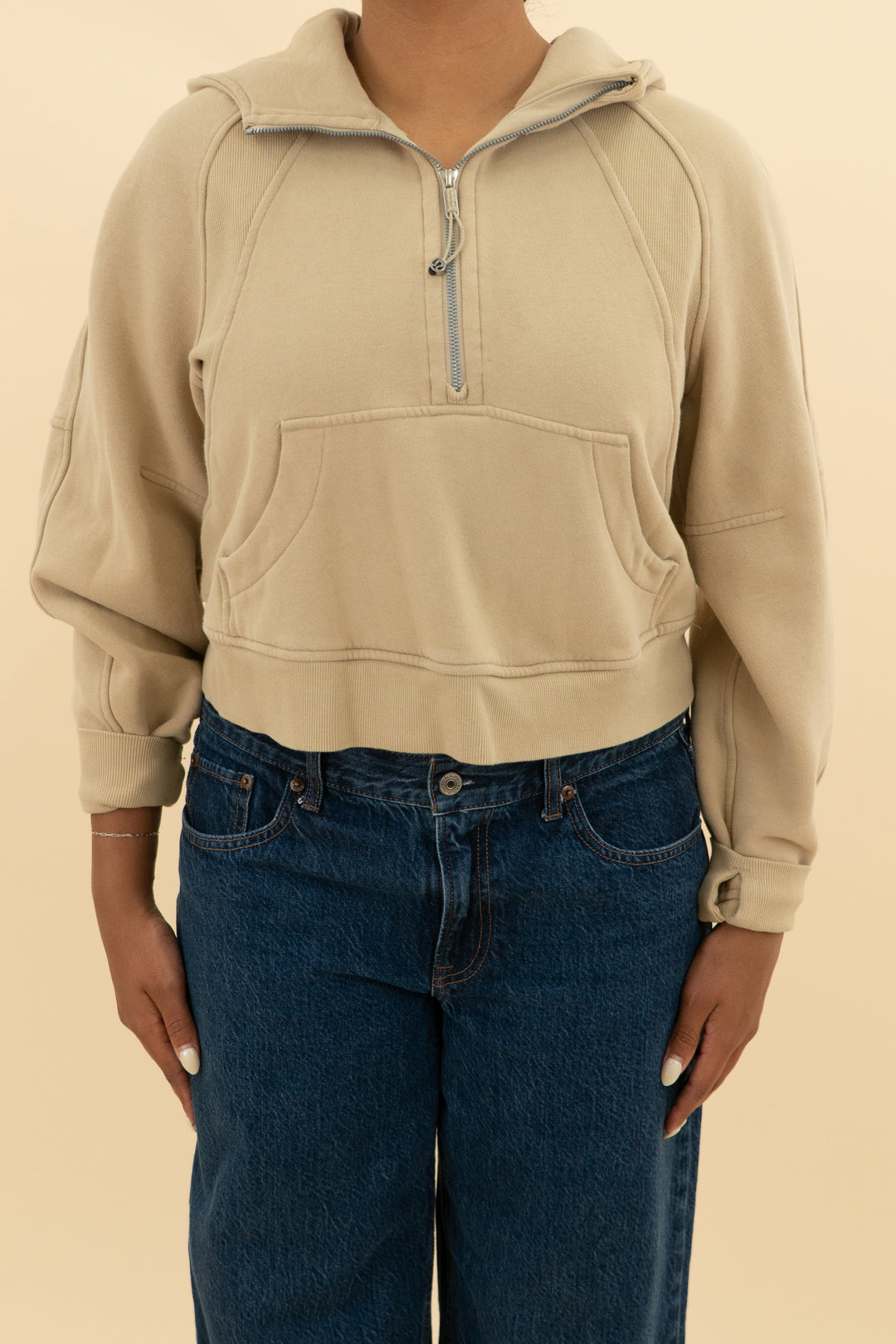 lululemon Scuba Oversized Half-Zip Hoodie light brown (m/l; retail $128)