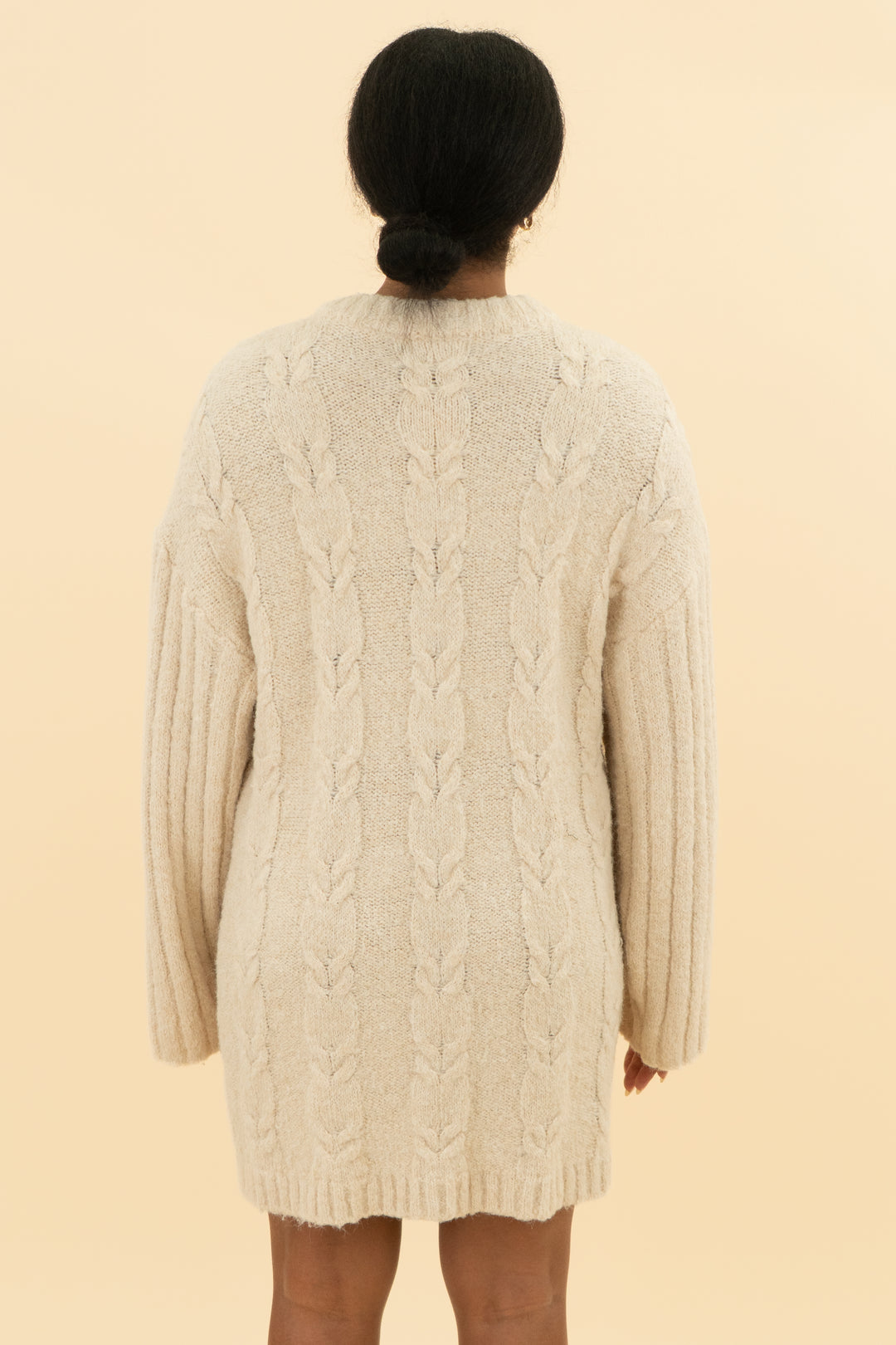 topshop knit long sleeve cream sweater dress (m; retail $85)