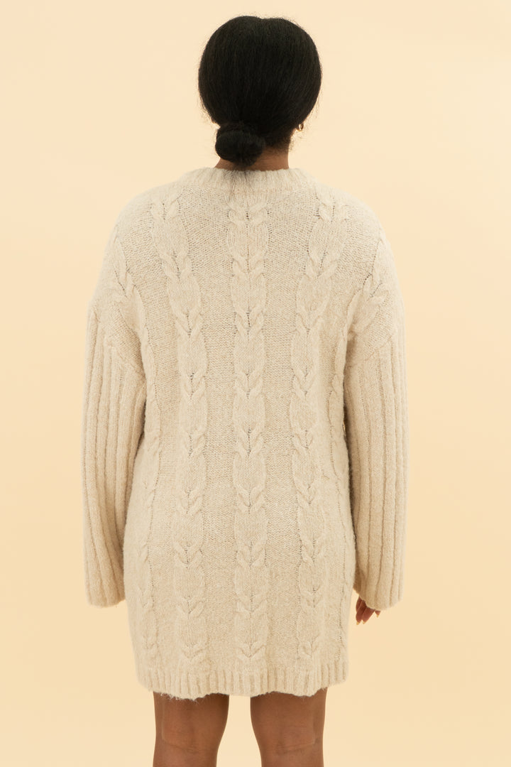 topshop knit long sleeve cream sweater dress (m; retail $85)