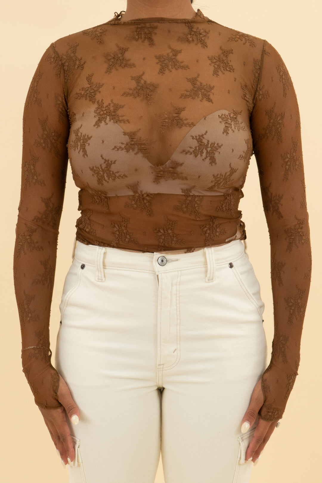 intimately free people brown lace top (s)
