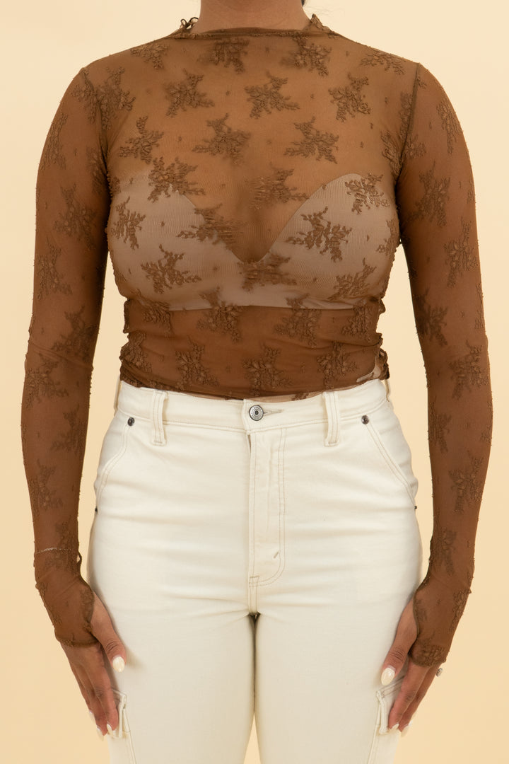 intimately free people brown lace top (s)