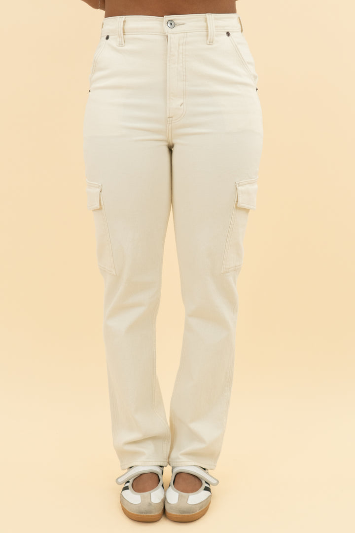 abercrombie & fitch cream high rise cargo pants (28)