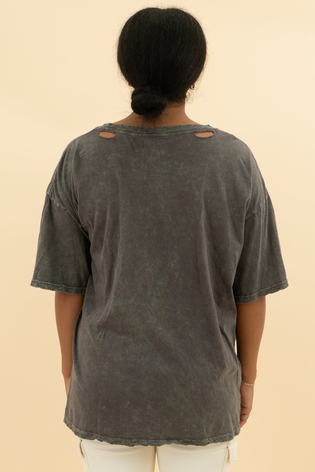 vintage canvas grey leopard tee (l)