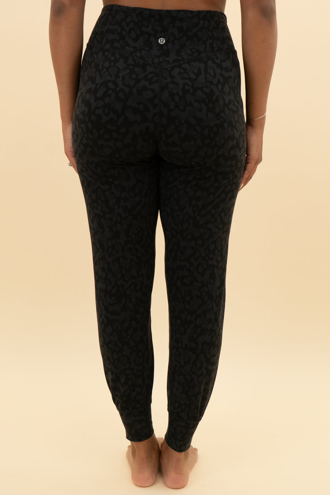 lululemon align joggers black cheetah print (8; retail $128)