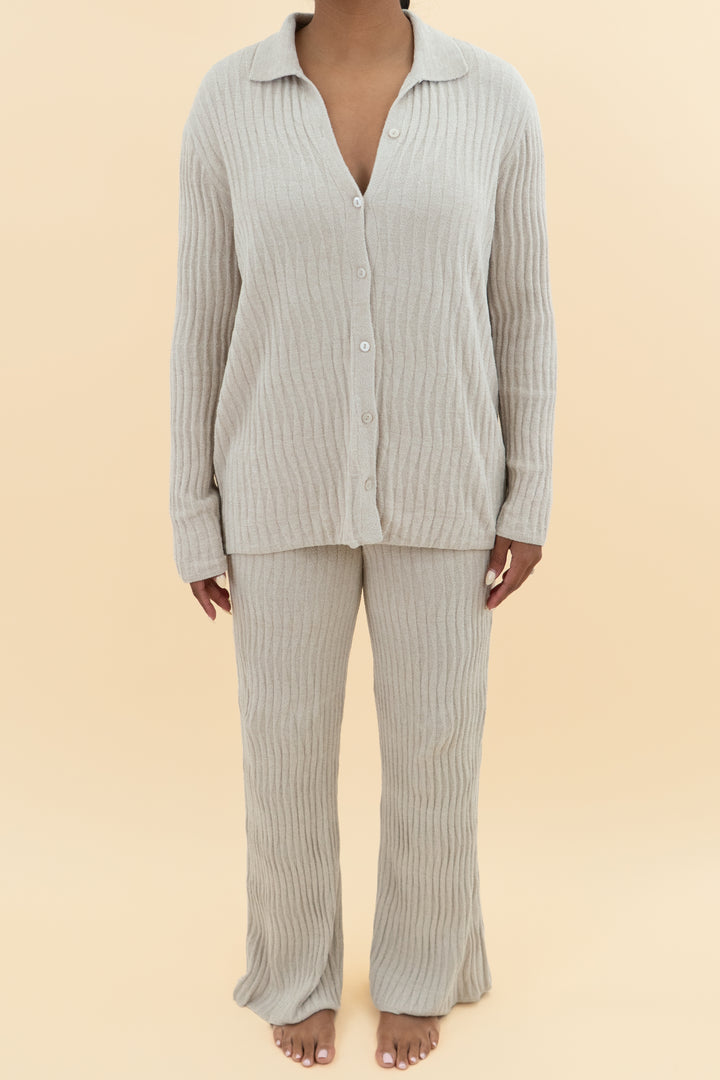 barefoot dreams chai pant long sleeve set (m; retail $296)