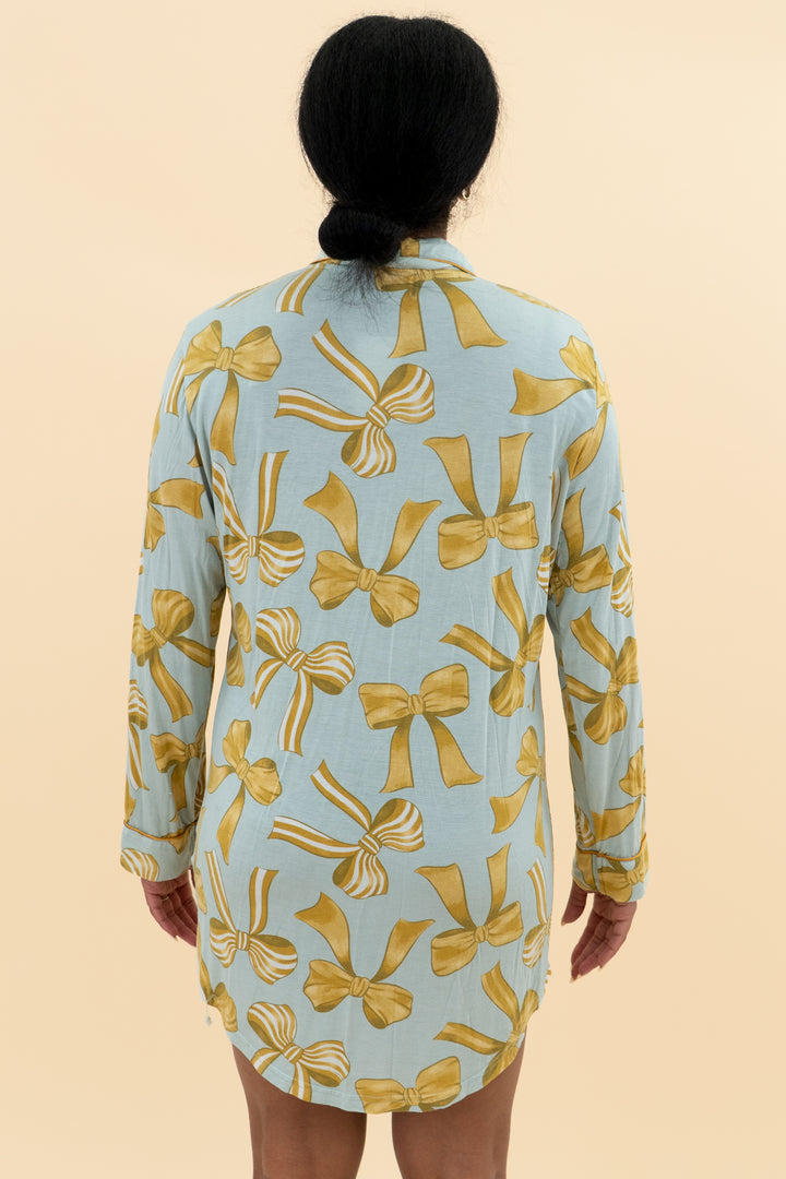 in my sundays sleep dress blue with gold bows (m; retail $72)