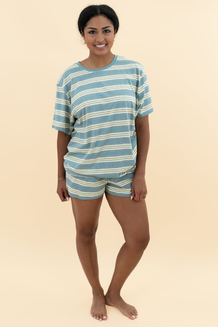 set active blue striped tshirt nwt (xl; retail $54)