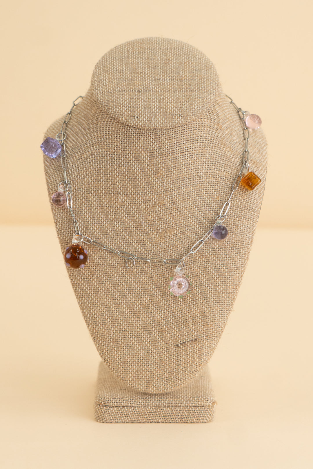 fazeek silver paperclip acrylic charm necklace
