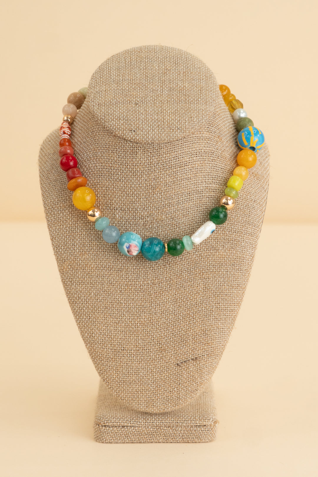 serefina multi beaded gold seashell necklace