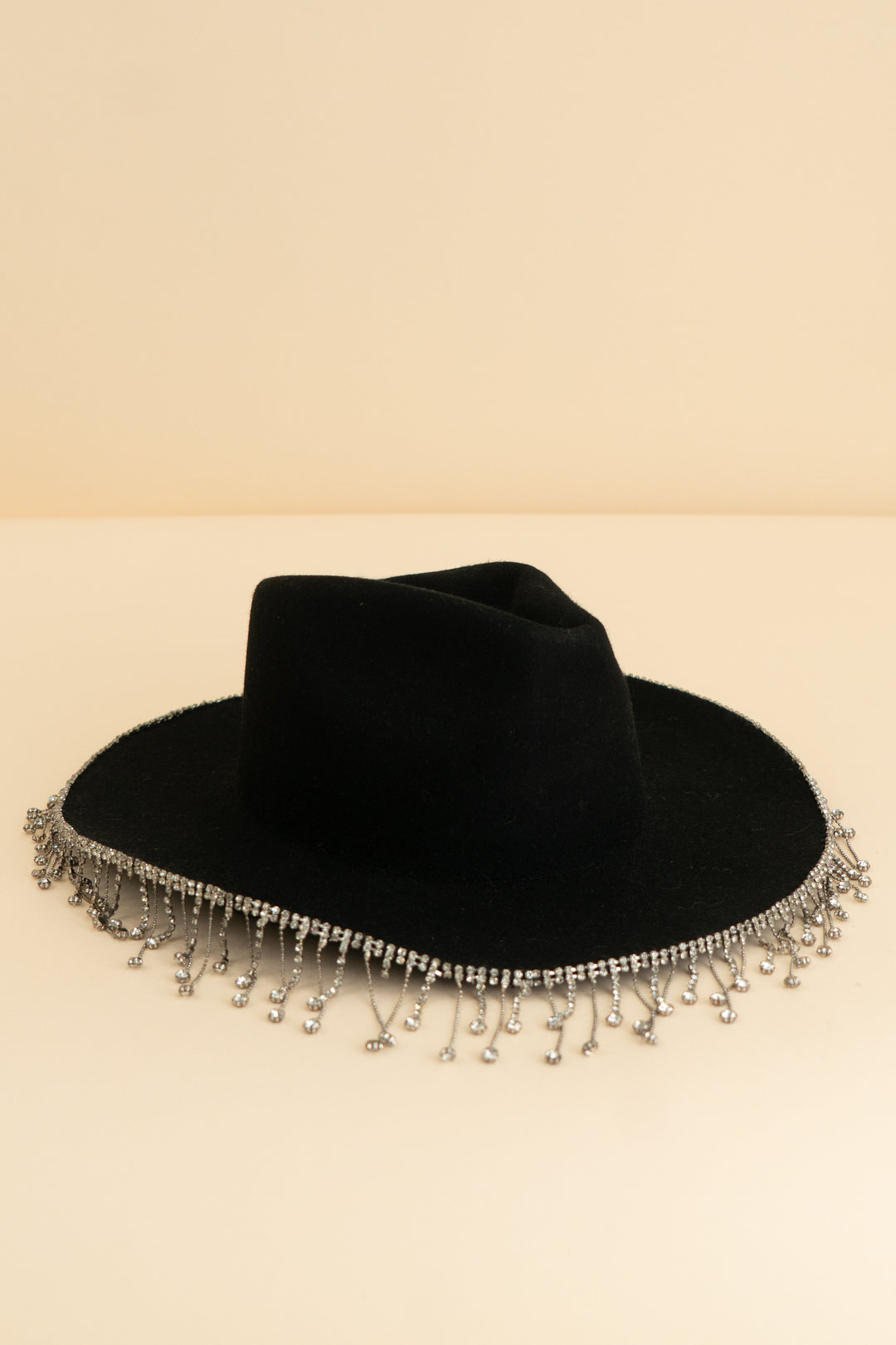 12th tribe black rhinestone fringe hat NWT