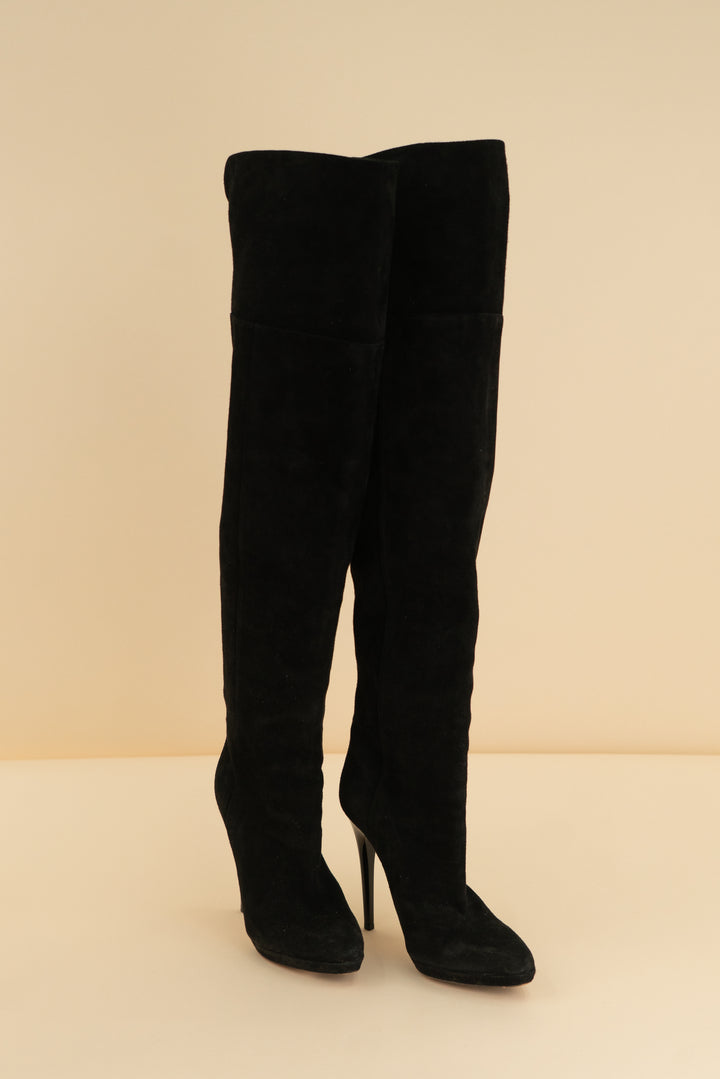 jimmy choo black tall suede boots (37.5)