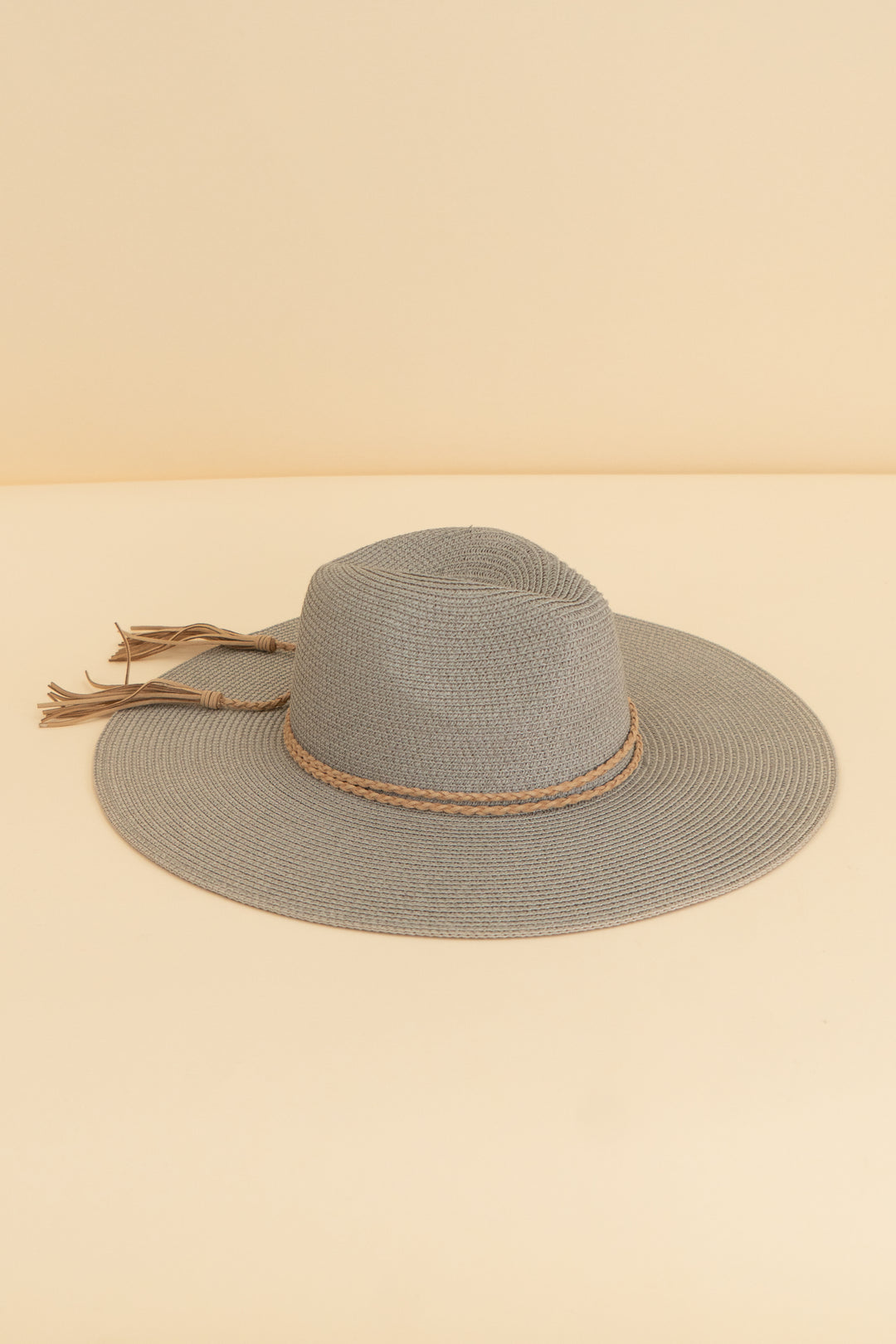 kittenish gray hat with fringe belt
