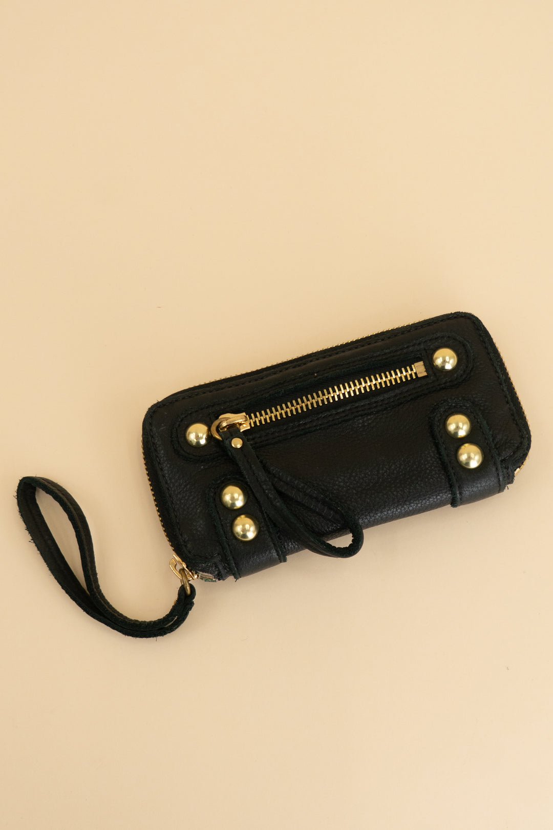 linea pelle black leather wristlet