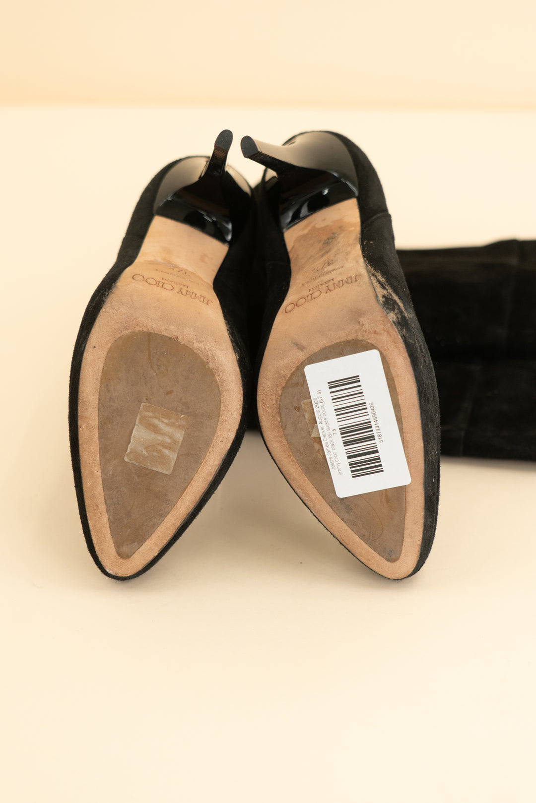 jimmy choo black tall suede boots (37.5)