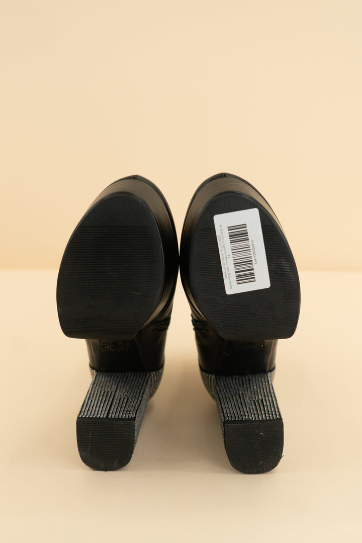 azalea wang black rhinestone platform bootie (7.5)