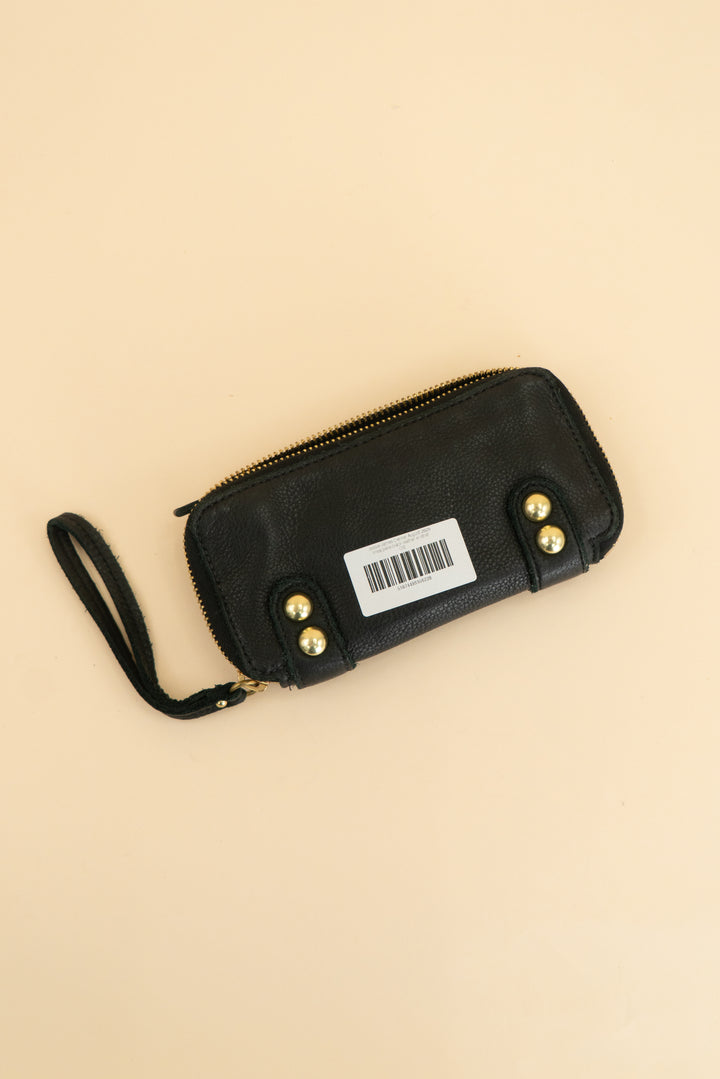 linea pelle black leather wristlet