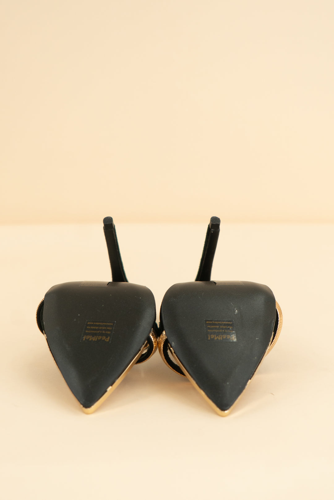 michael costello black with gold pointed toe heel (7.5)