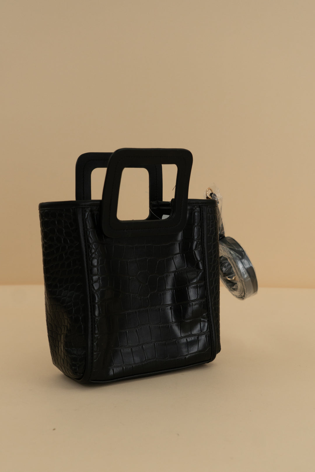 ann taylor black croc embossed mini tote nwt (retail $118)