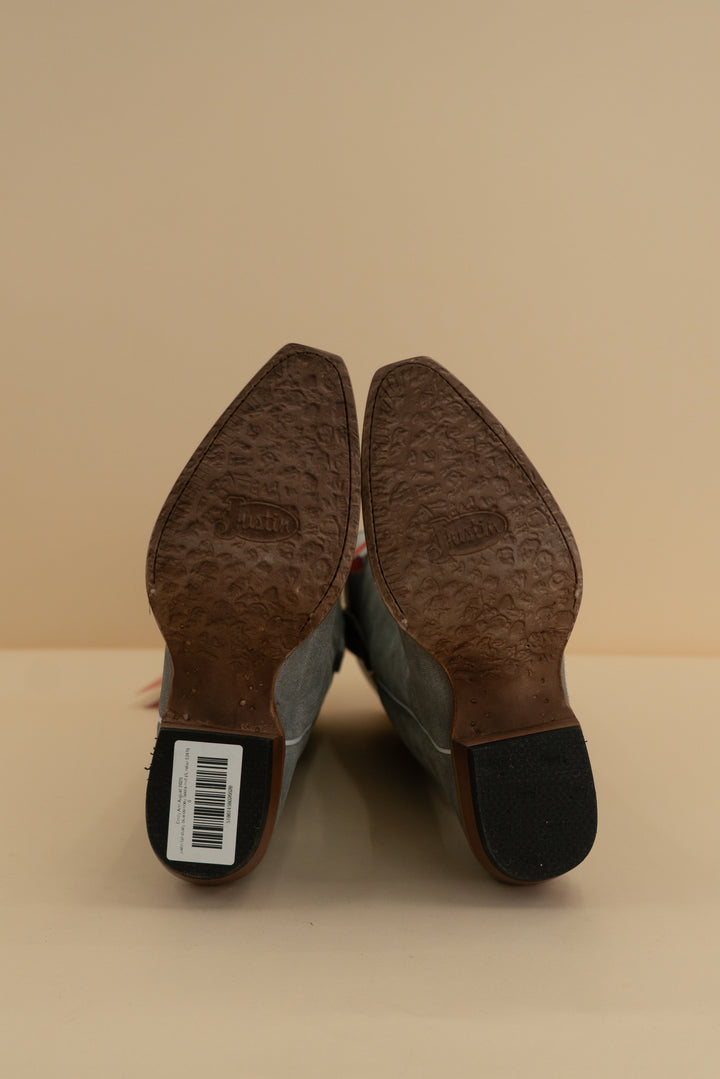 justin tall dusty blue cowboy boots nwt (6; retail $249)