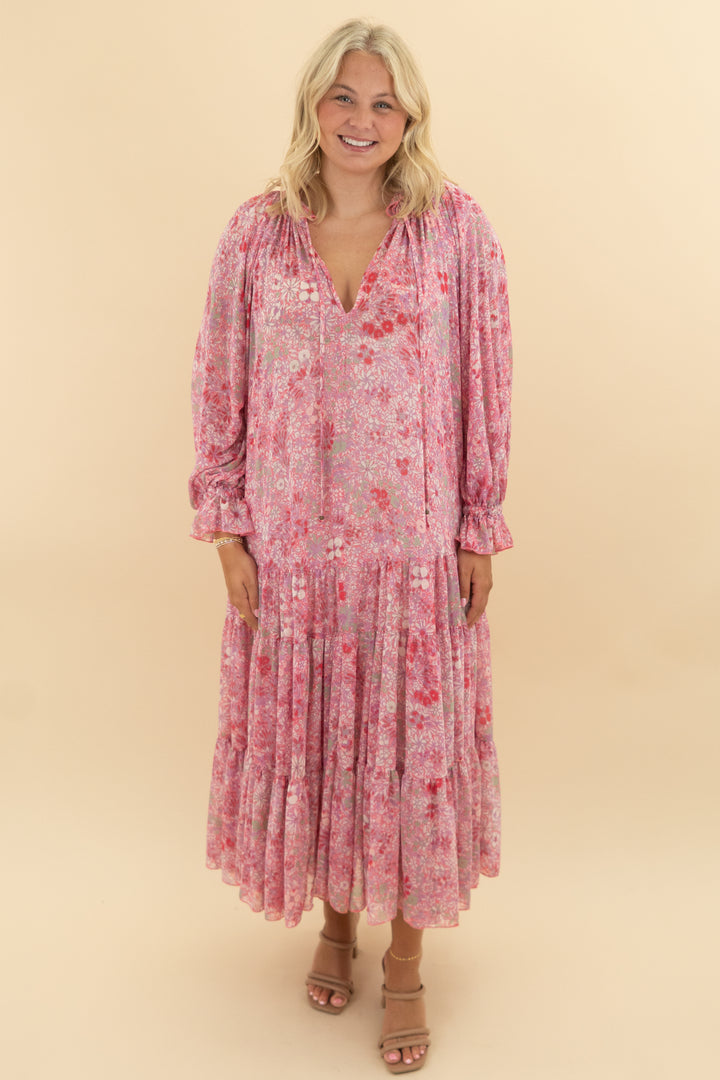 23. free people pink floral flowy maxi (m; retail $128)