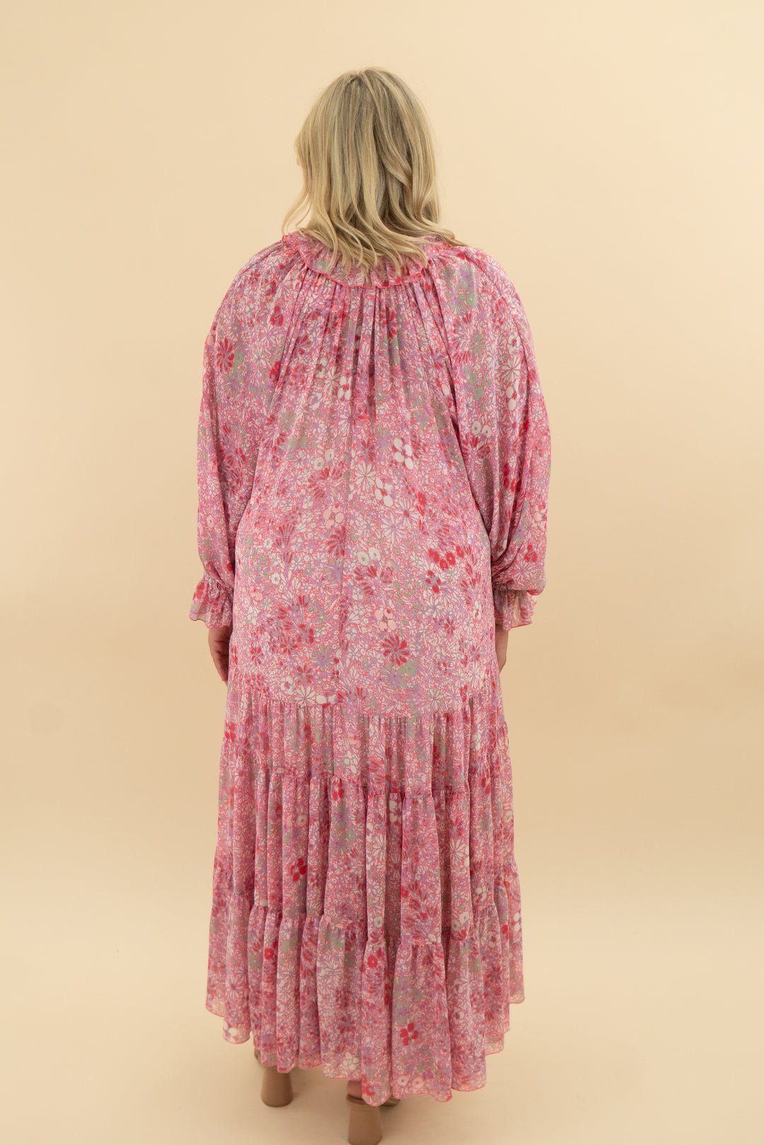 23. free people pink floral flowy maxi (m; retail $128)