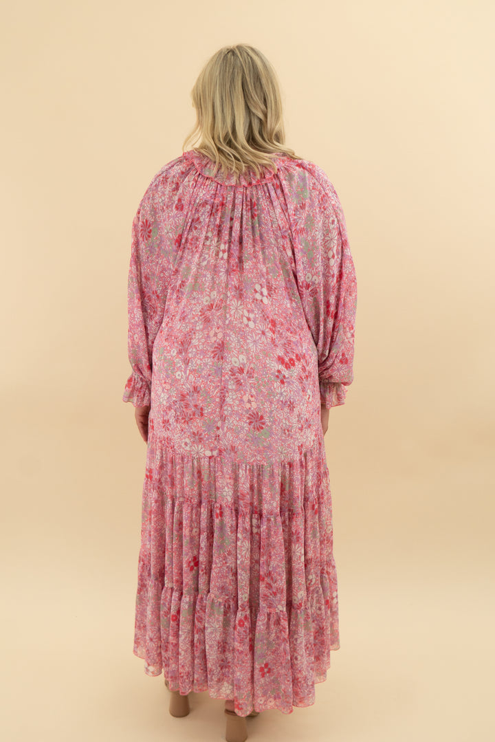 23. free people pink floral flowy maxi (m; retail $128)