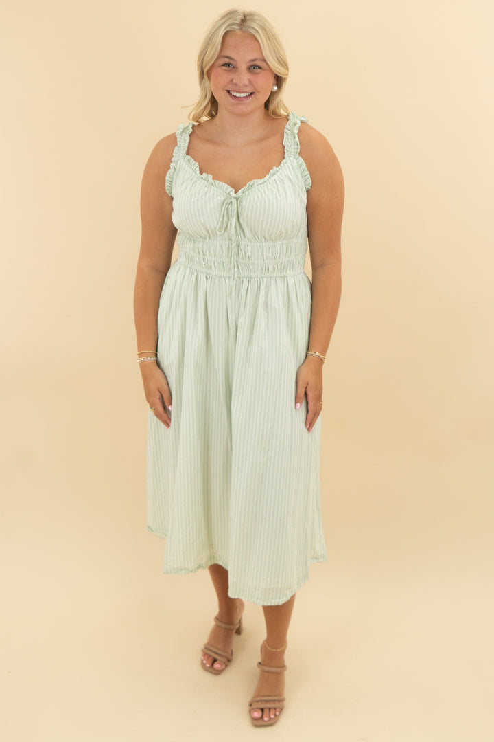 old navy mint green stripe maxi (l)