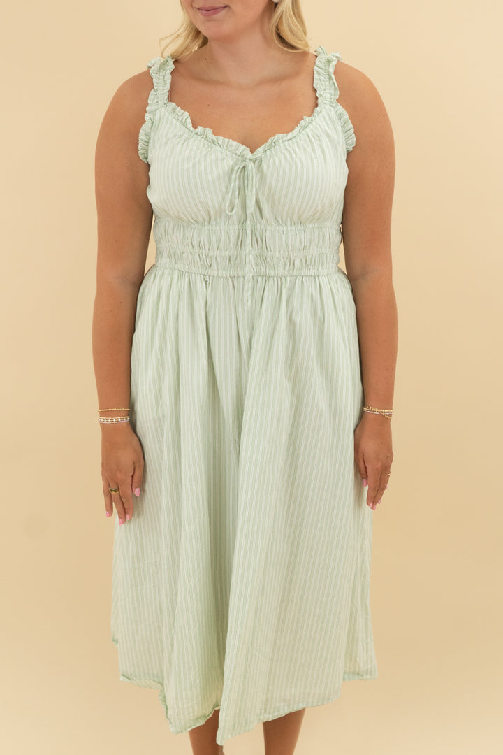 old navy mint green stripe maxi (l)
