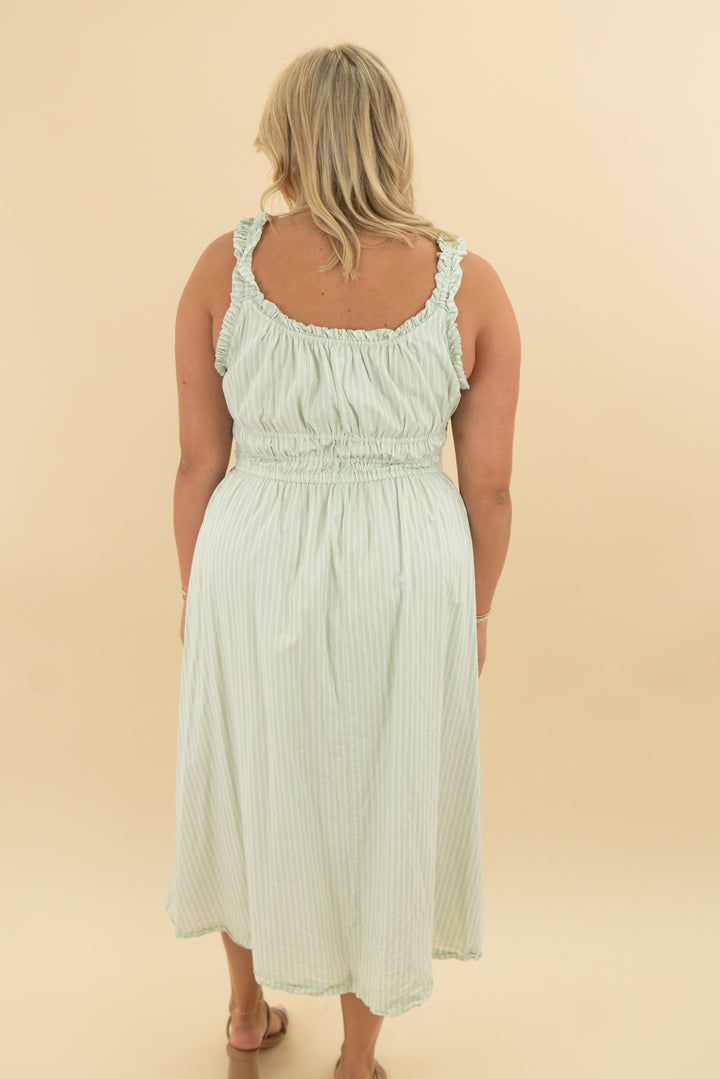 old navy mint green stripe maxi (l)