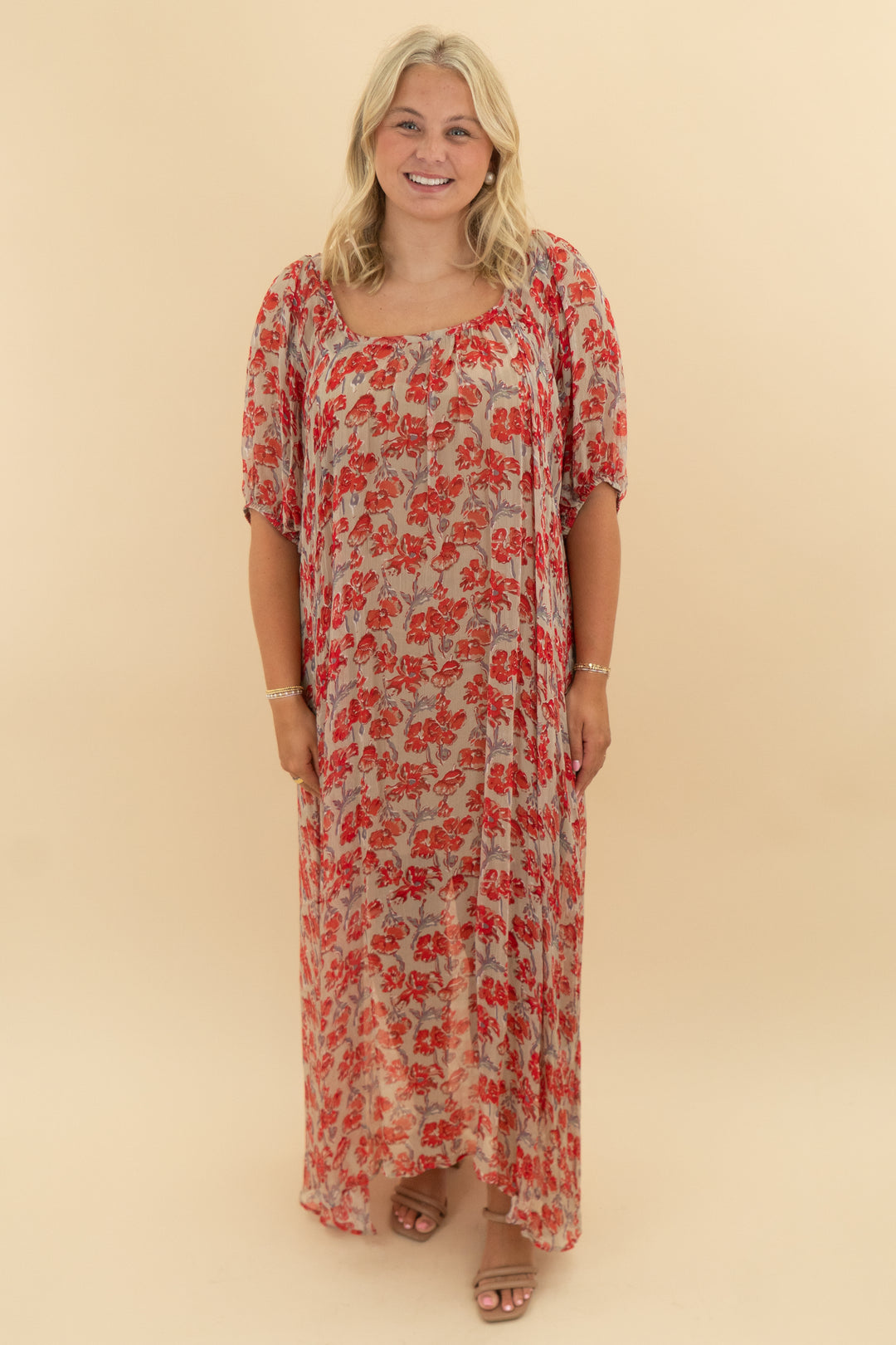 natalie martin red chiffon watercolor maxi nwt (l; retail $413)