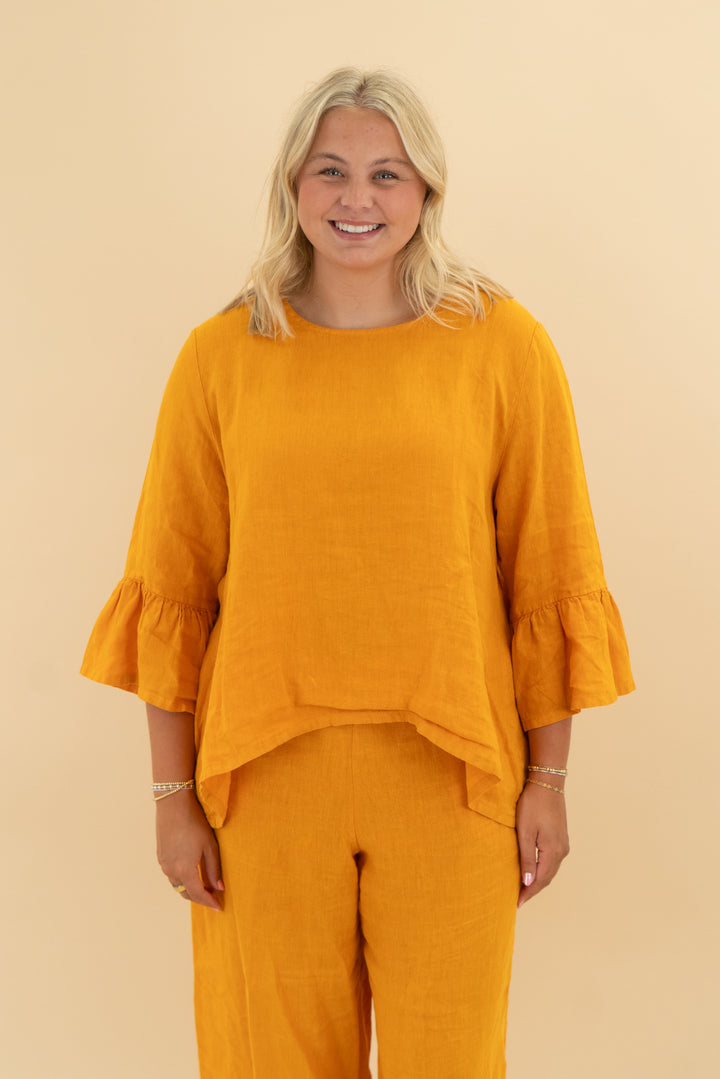 bryn walker mustard linen blouse (xl)
