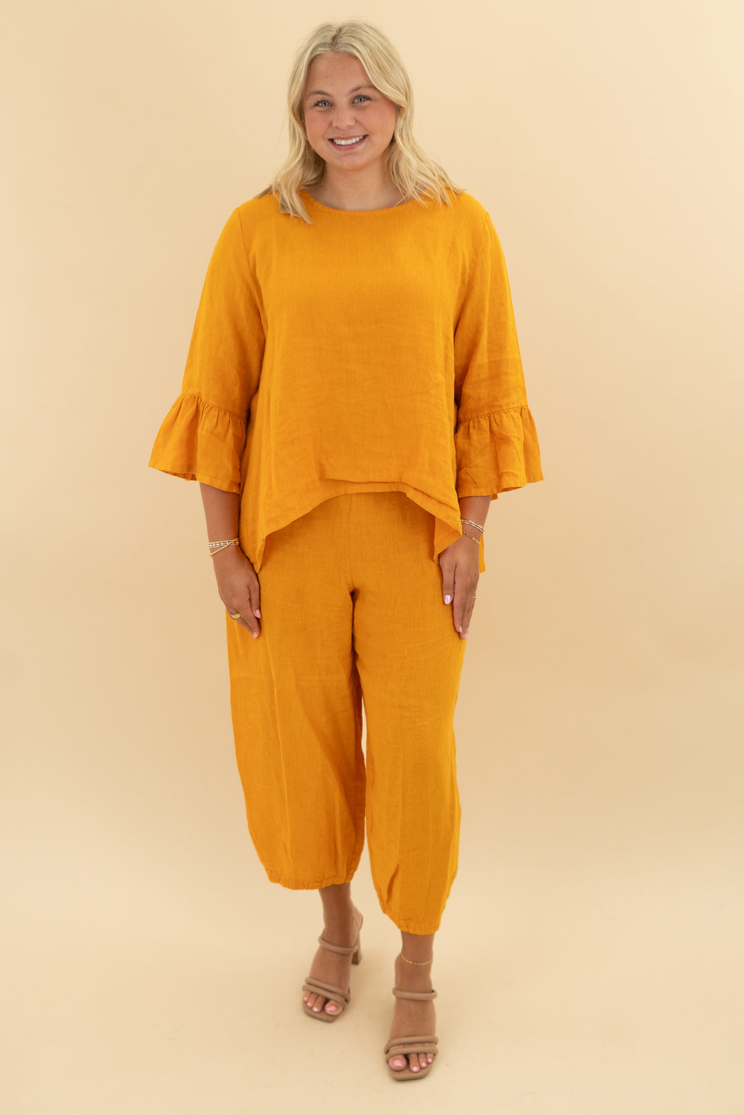 bryn walker mustard linen pant (m)
