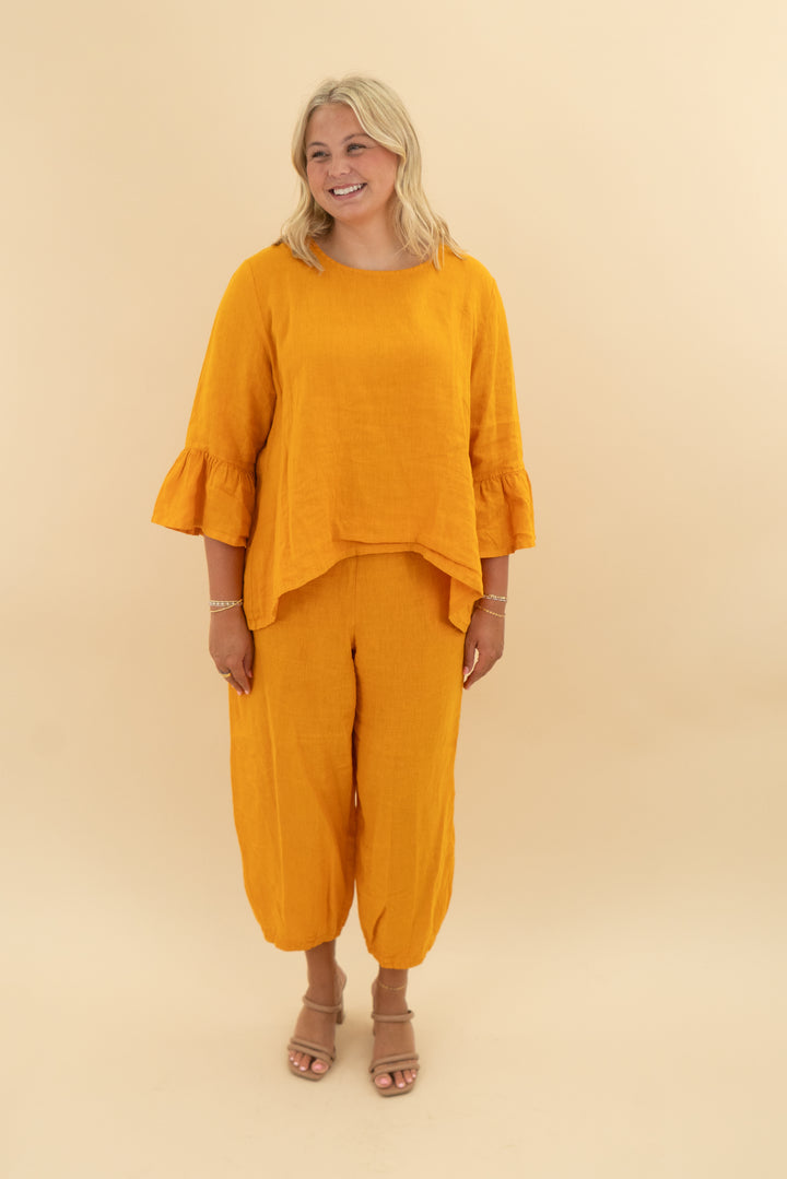 bryn walker mustard linen blouse (xl)