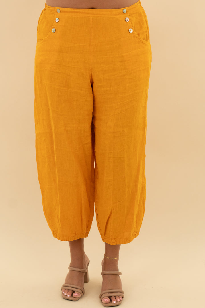 bryn walker mustard linen pant (m)