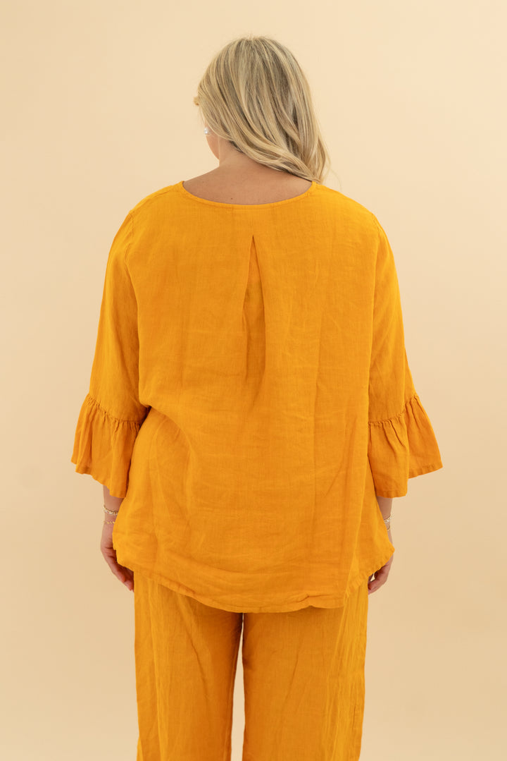 bryn walker mustard linen blouse (xl)
